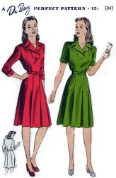 5947 DUBARRY 1944 COLLAR PLEAT DRESS,ATTD VESTEE PATTERN 14 32